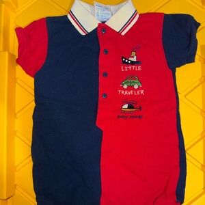 Vintage Little Traveler Colorblock Polo Romper - baby bgosh